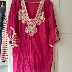 J Crew Hot Pink Embroidered Tunic